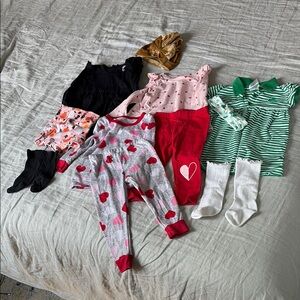 11 piece bundle of baby girl holiday clothing size 12 months lightly worn